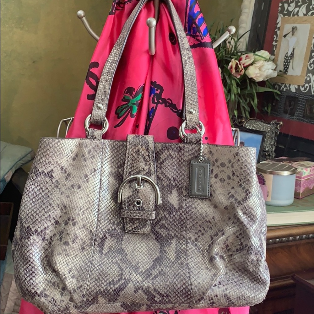 Coach snake skin leather hand bag